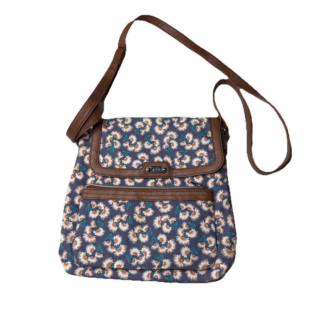 Relic White Daisy Canvas Satchel Crossbody Bag Leather Flowers Floral Purse